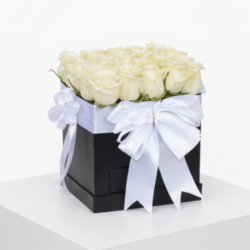 White Roses in Square Box